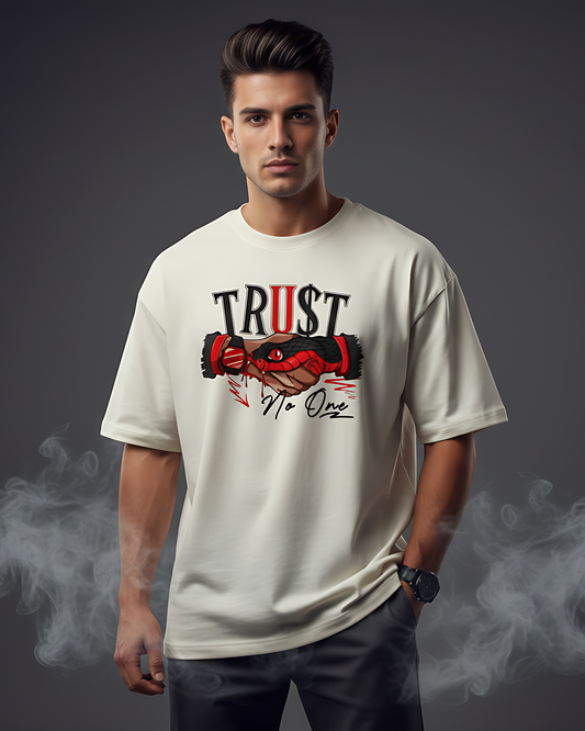 Mens Terry Oversized Tee ( Unisex ) Trust no one