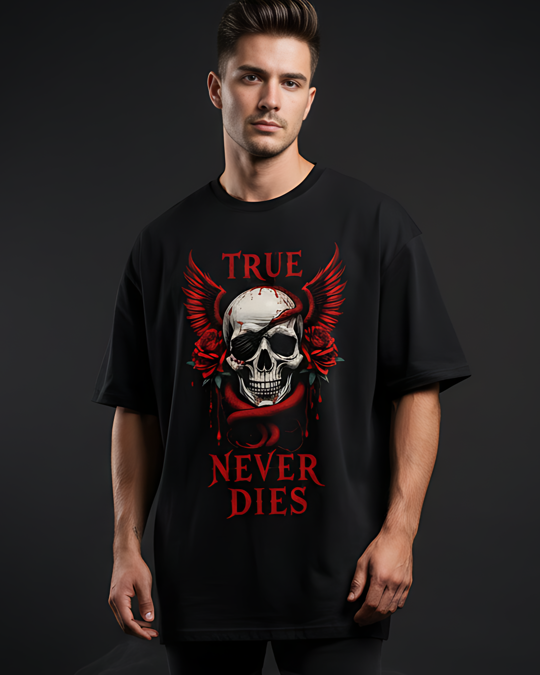 Mens Terry Oversized Tee ( Unisex ) True love Never Dies