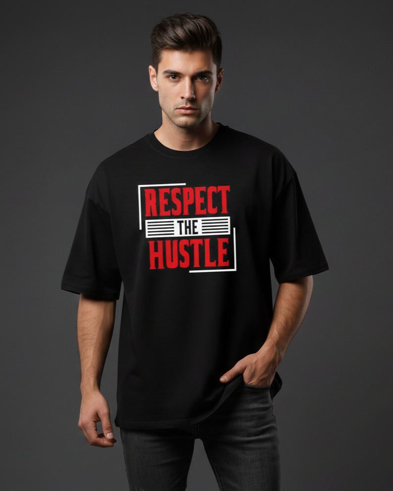 Mens Terry Oversized Tee (Unisex) Respect The Hustle