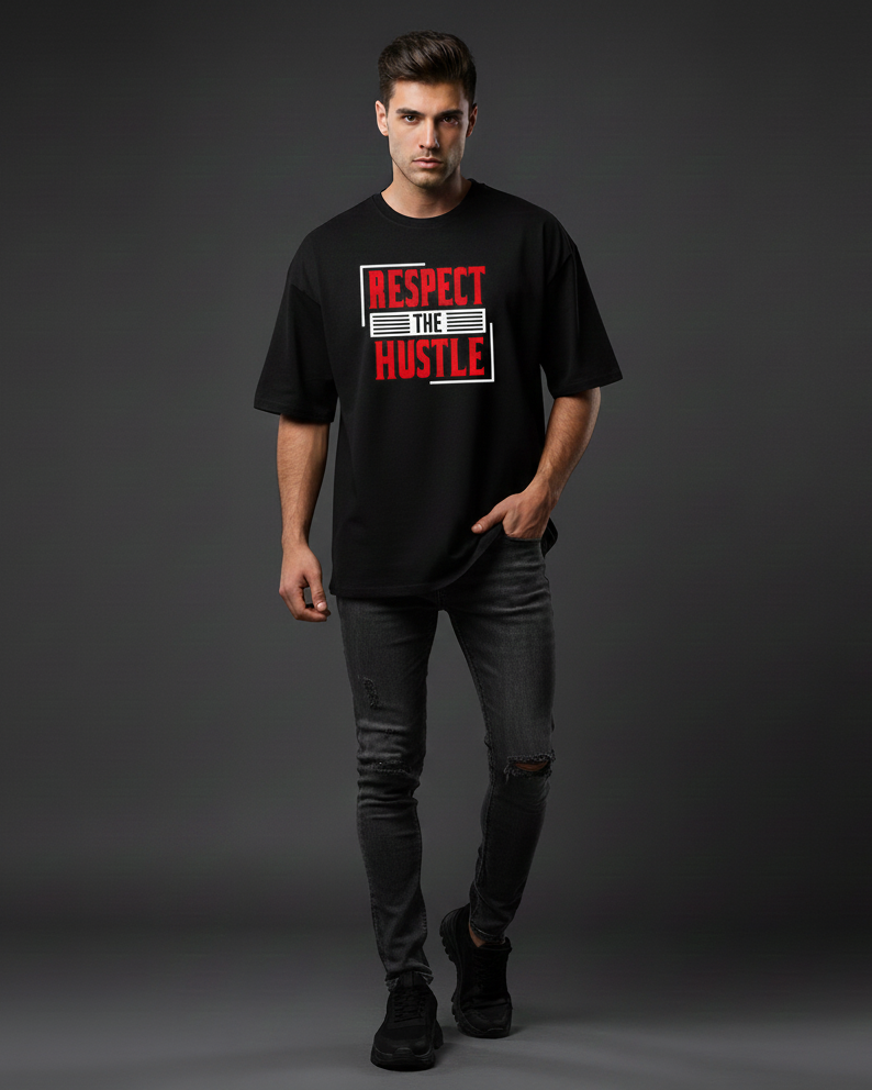 Mens Terry Oversized Tee (Unisex) Respect The Hustle