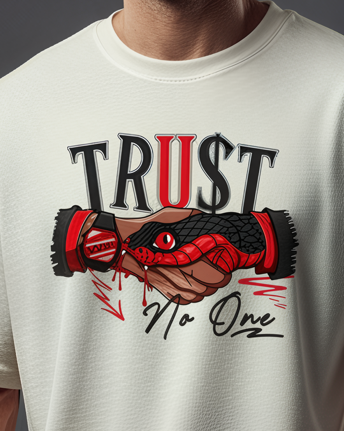 Mens Terry Oversized Tee ( Unisex ) Trust no one